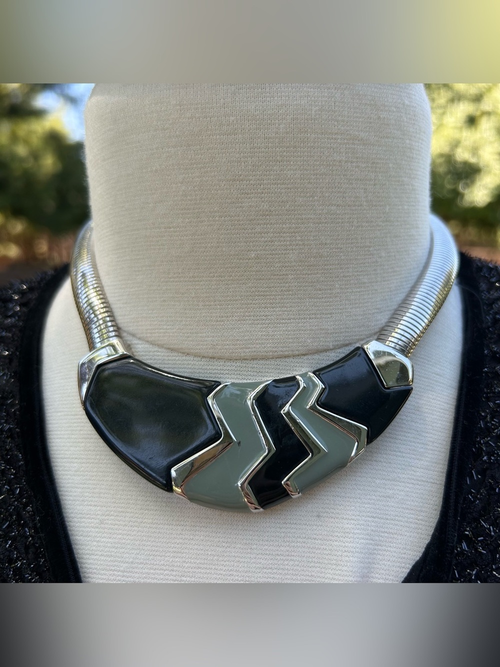 Vintage Napier Silver Statement Collar Choker Necklace